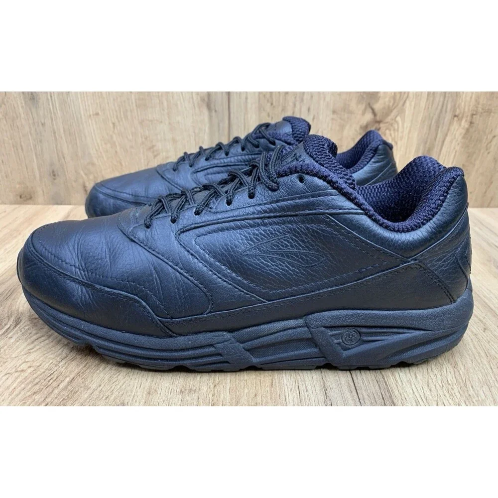 Brooks Addiction Walker Men's 10.5 2E Wide Black Leather Walking Shoes 1100392